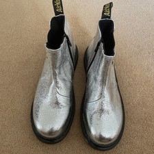 Dr. Martens Womens Chelsea Boots 2976Y Doc Marten Silver Sparkle 1 Combat Size 5