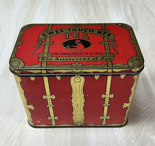 Vintage tea tin chest - tin,