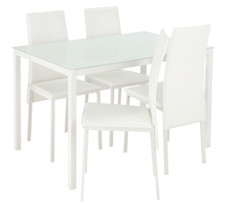Home Lido Glass Dining Table & 4 White Chairs | Modern Kitchen Dining Furniture