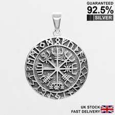 Helm of Awe Vegvisir Norse Viking Compass Rune Pendant✔️Solid 925 Silver✔Quality