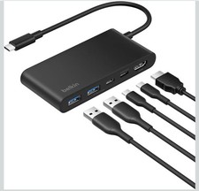 Belkin 5 port USB-C Hub, 4K HDMI Display @ 60Hz, 100W Power Delivery, 5Gbps data