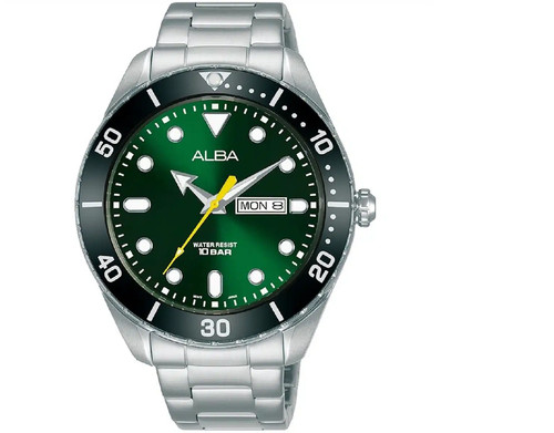 Alba green dial black bezel - ,