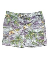 Vintage Polo Ralph Lauren Blue Island Print Swim Trunks Mesh Lined Size Large