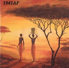 4 x Single table Paper Napkins,Decoupage/Art/Craft/Vintage/ African village 