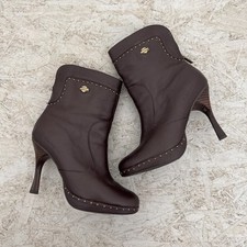 Womens Harley Davidson Ankle Boots Brown Leather Studded Stiletto UK 7 EU 40