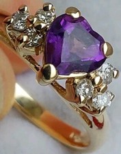 14Ct Gold Heart Amethyst &