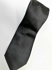 Masonic Black Tie in  Freemasons Square and Compass S&C Design 