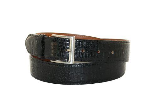 Crocodile print leather belt - crocodile,