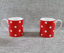 Set of 2Cath Kidston Polka Dot Red Mugs 250ml by Churchill