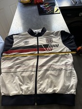 Vintage England Umbro Track Top Jacket Large White Blue Red Euros World Cup
