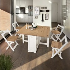 Santos Folding Space Saving Butterfly Dining Table With 4 Chairs Set