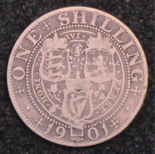 Shilling 1901 Victoria Veiled Head .925 Silver (T72)