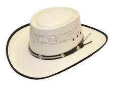 Western Cowboy Bangora Natural Straw Gambler Hat 