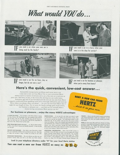 1951 hertz rental cars - hertz,