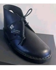Clarks Originals DESERT BOOT Ladies Black Polished Leather Boots UK Size 4 D
