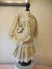 Stunning Detailed Pure Silk Dres and Jacket for Antique Doll 18 inches