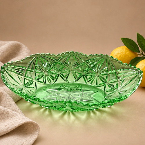 Emerald green pressed glass - pressed,