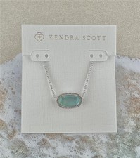 NEW Kendra Scott Elisa Light Blue Illusion Pendant Silver Necklace March