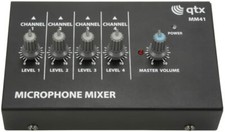 Small 4 Channel Mono Instrument & Microphone Mixer - Ideal for Open Mic Nights