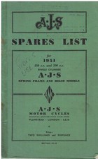 AJS 16M 16MS 16MC 16MCS 18 18S 18C 18CS ORIG 1951 FACTORY ILLUSTRATED PARTS LIST