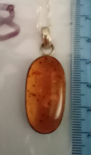Amber pendant sterling silver - sterling,