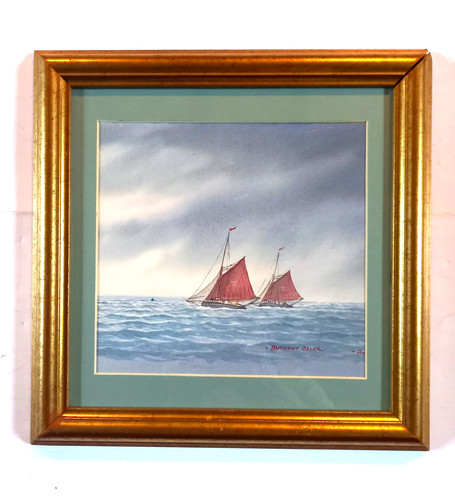 Framed watercolour sailing - watercolour,