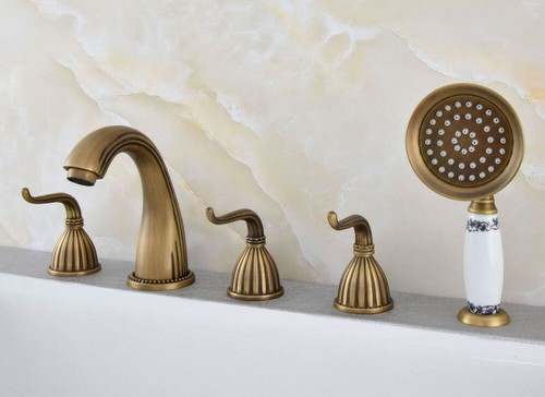 Antique brass bath holes - antique,