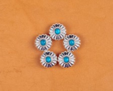 10PC 16MM FLORAL TURQUOISE