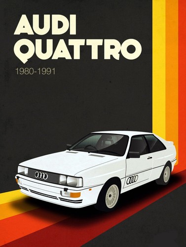 Audi quattro retro metal sign - audi, quattro,