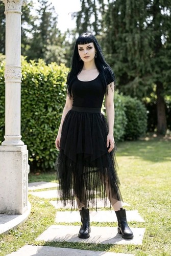 Women black tulle mesh skirt - women's,