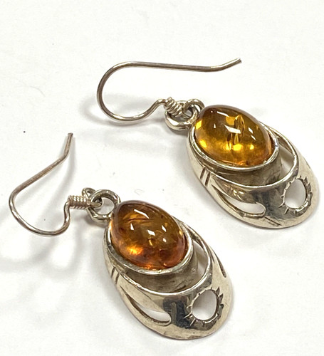 Vintage cognac amber earrings - vintage,