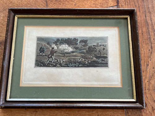 Small framed old etching a - old,