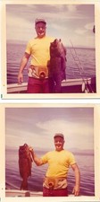 2 vintage color photos man on