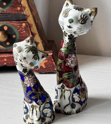 Vintage cloisonné cat - vintage,