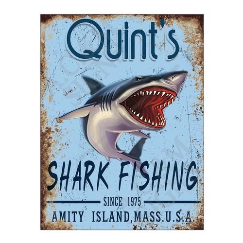 Metal tin sign - metal, shark