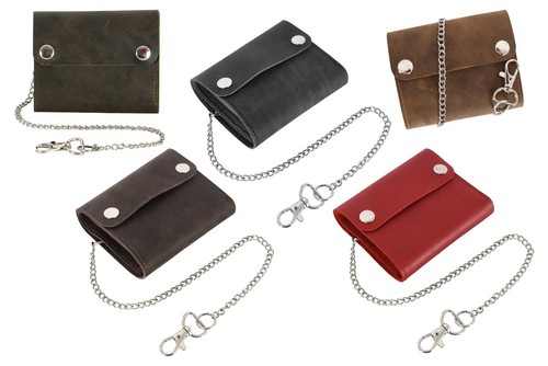 Mens leather biker wallet - leather,