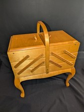 Gorgeous Large Traditional Wooden 3 Tier Cantilever Sewing Box