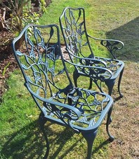 Pair Cast aluminium patio Carver chairs