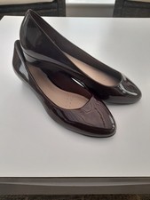 NEW M & S Mulberry Slip-on Patent Footglove Shoes UK7 EU40.5 Low Wedge Heels