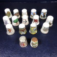 Job Lot Of 16 Assorted Souvenir thimbles Bone China And Metal