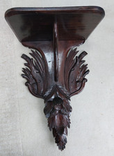 Antique Victorian carved wall shelf, carved sconce, clock bracket, leaves