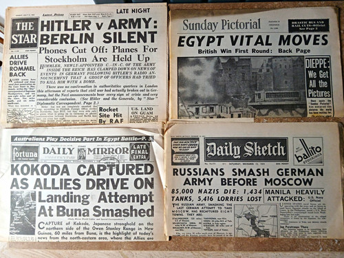 Vintage wwii newspapers - x,