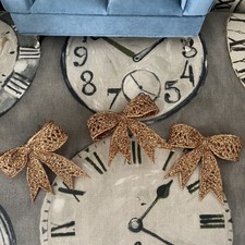 3 Plastic Bronze Copper Colour Bow Christmas Tree Decoration Wire On Back