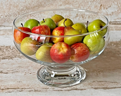 Round glass pedestal dish - glass,