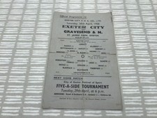 Exeter City Reserves v Gravesend & Northfleet 1957/58 Southern Lge Single Sheet