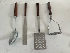 4 X Vintage Wooden Handle Kitchen Utensils Not Prestige