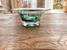 Decorative Glass Sweet Bowl Green Blue Swirl Design Ornament 