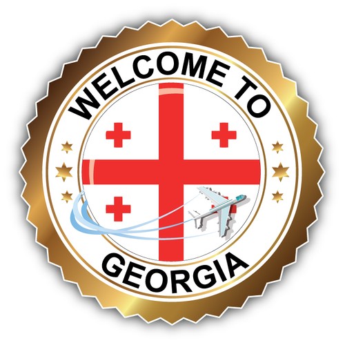 Georgia flag welcome label car - welcome,