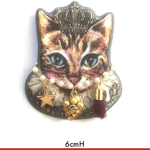 Queen victorian cat brooch - victorian,