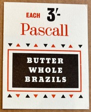 PASCALL Sweet Shop Display Card BUTTER WHOLE BRAZILS
